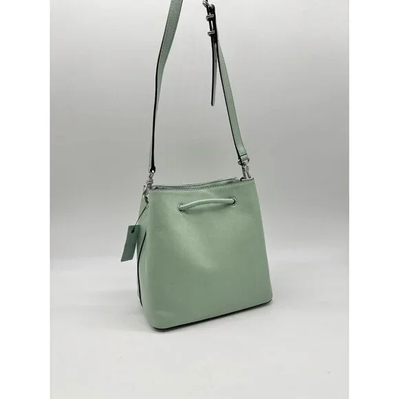 Donna Karan NY Lawrence smooth leather bucket crossbody bag -Jade/Sage USED - Picture 10 of 16